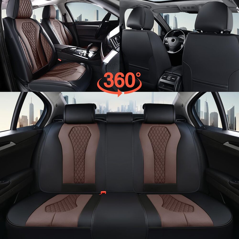 Coverado Front and Back Seat Covers for Cars Premium Leatherette Auto Seat Protectors Water Resistant Universal Fit
