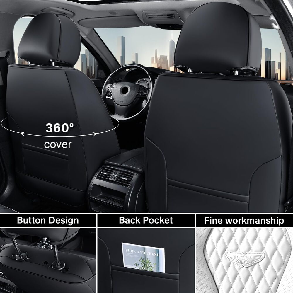 2 Seats Coverado Front Driver Passenger Premium Leather Front Car Seat Covers Water Resistant Luxury Auto Seat Protectors Universal Fit