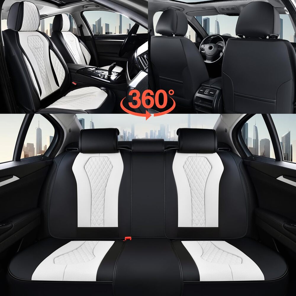 Coverado Front and Back Seat Covers for Cars Premium Leatherette Auto Seat Protectors Water Resistant Universal Fit