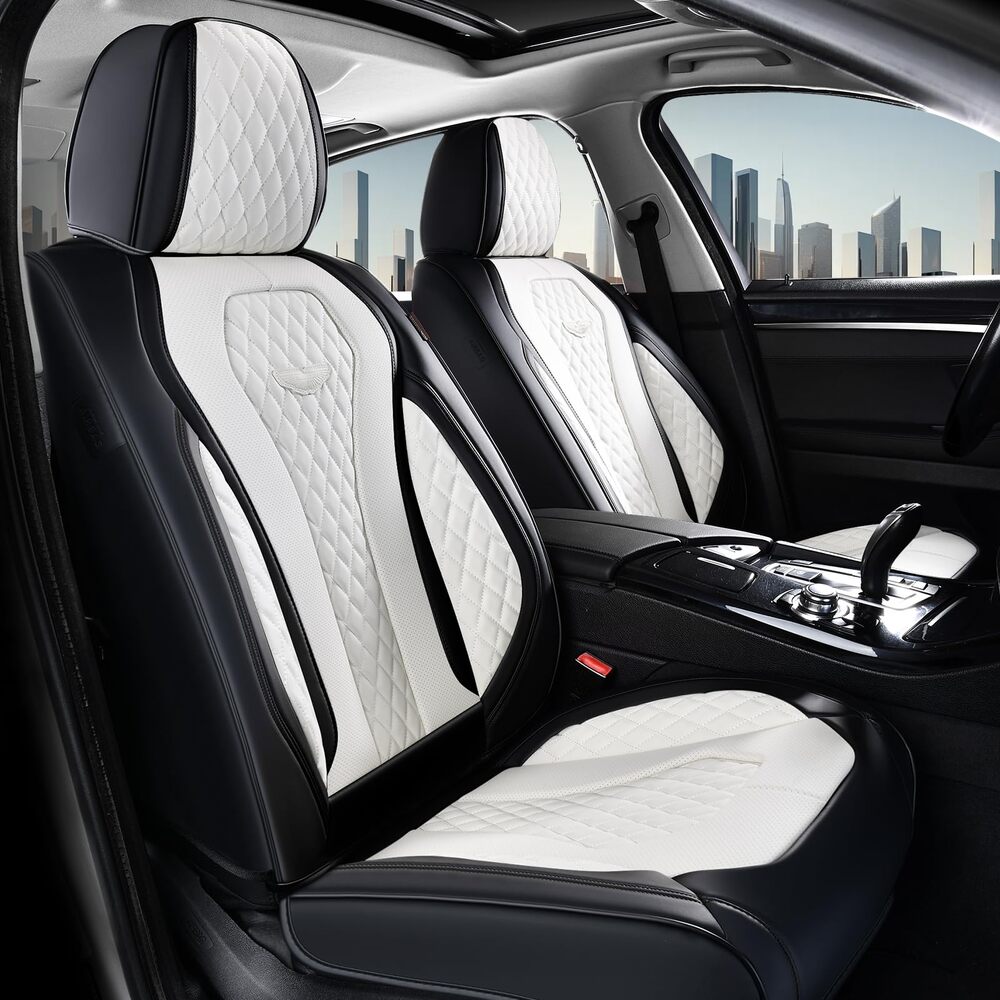 2 Seats Coverado Front Driver Passenger Premium Leather Front Car Seat Covers Water Resistant Luxury Auto Seat Protectors Universal Fit
