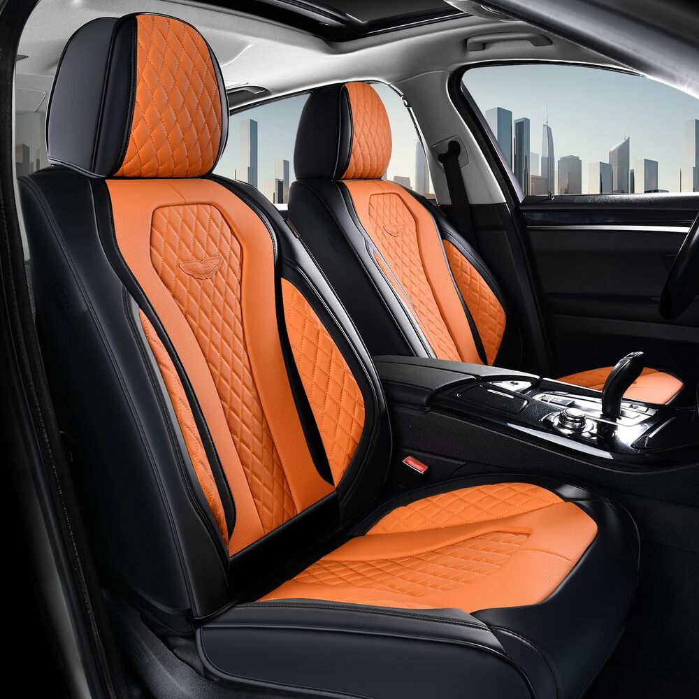 2 Seats Coverado Front Driver Passenger Premium Leather Front Car Seat Covers Water Resistant Luxury Auto Seat Protectors Universal Fit