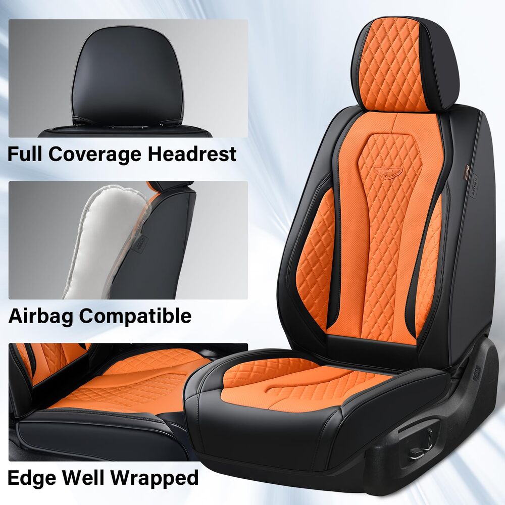 2 Seats Coverado Front Driver Passenger Premium Leather Front Car Seat Covers Water Resistant Luxury Auto Seat Protectors Universal Fit