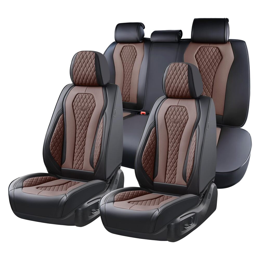 Coverado Front and Back Seat Covers for Cars Premium Leatherette Auto Seat Protectors Water Resistant Universal Fit