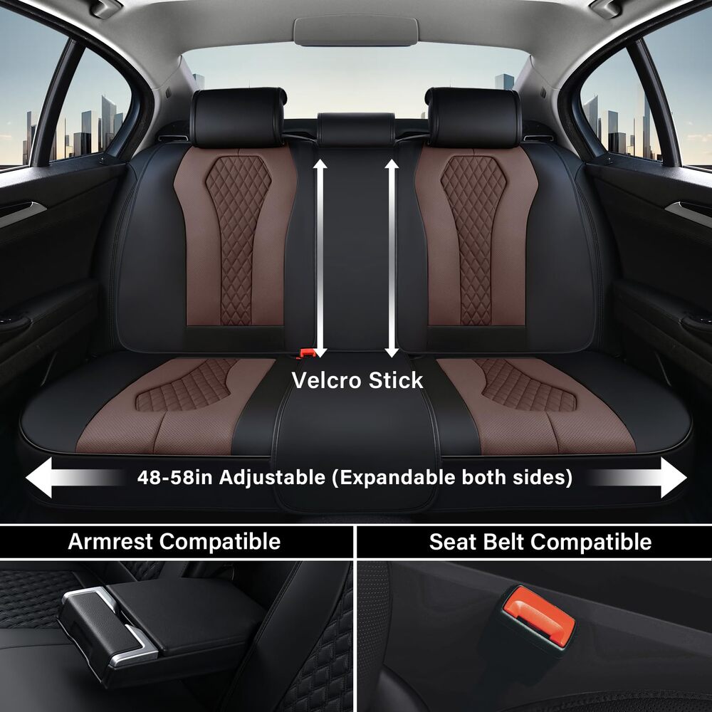 Coverado Front and Back Seat Covers for Cars Premium Leatherette Auto Seat Protectors Water Resistant Universal Fit