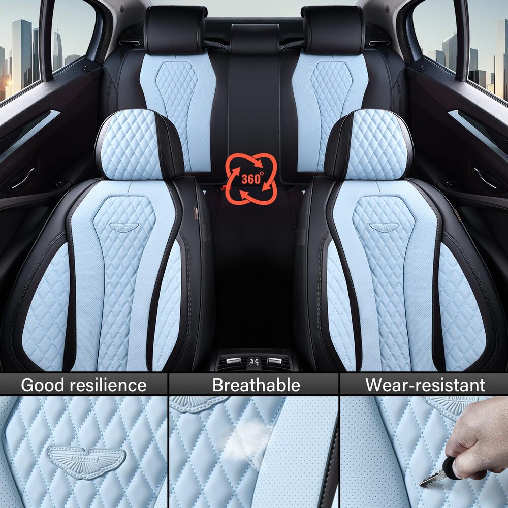 Coverado Front and Back Seat Covers for Cars Premium Leatherette Auto Seat Protectors Water Resistant Universal Fit