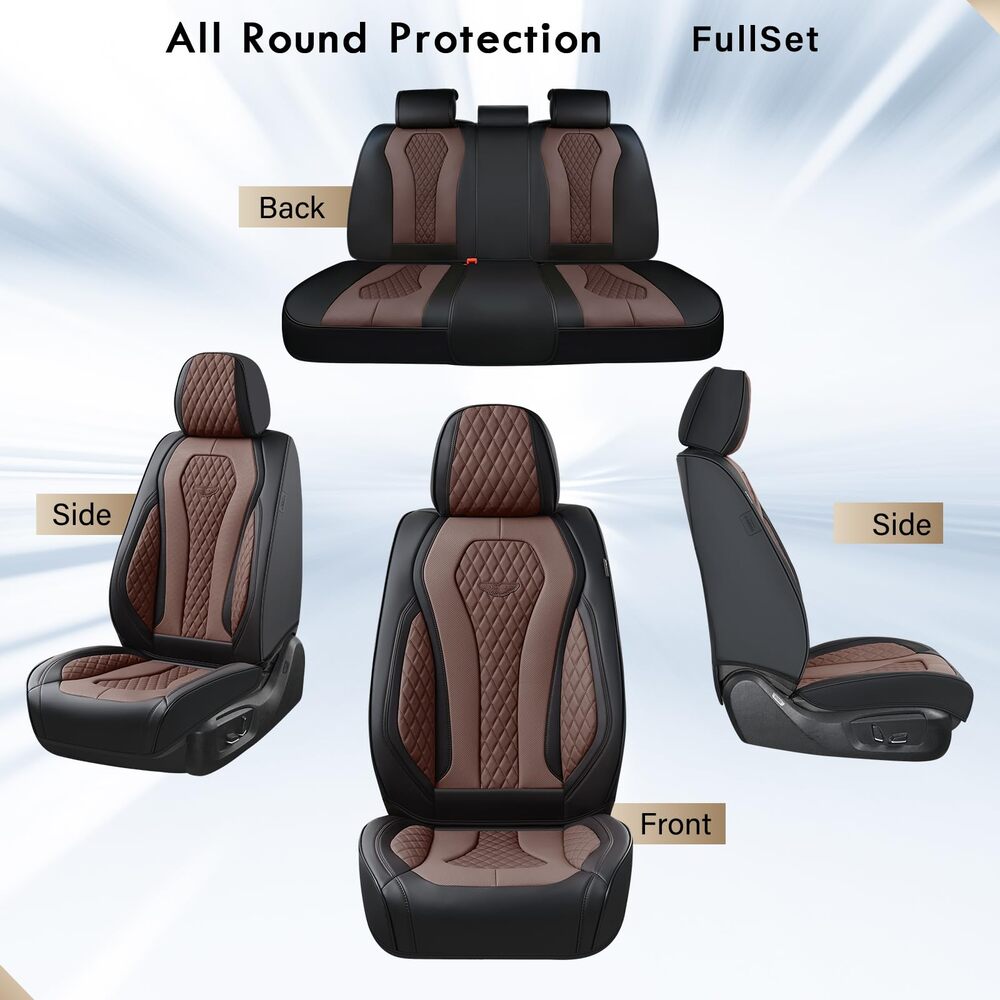 Coverado Front and Back Seat Covers for Cars Premium Leatherette Auto Seat Protectors Water Resistant Universal Fit
