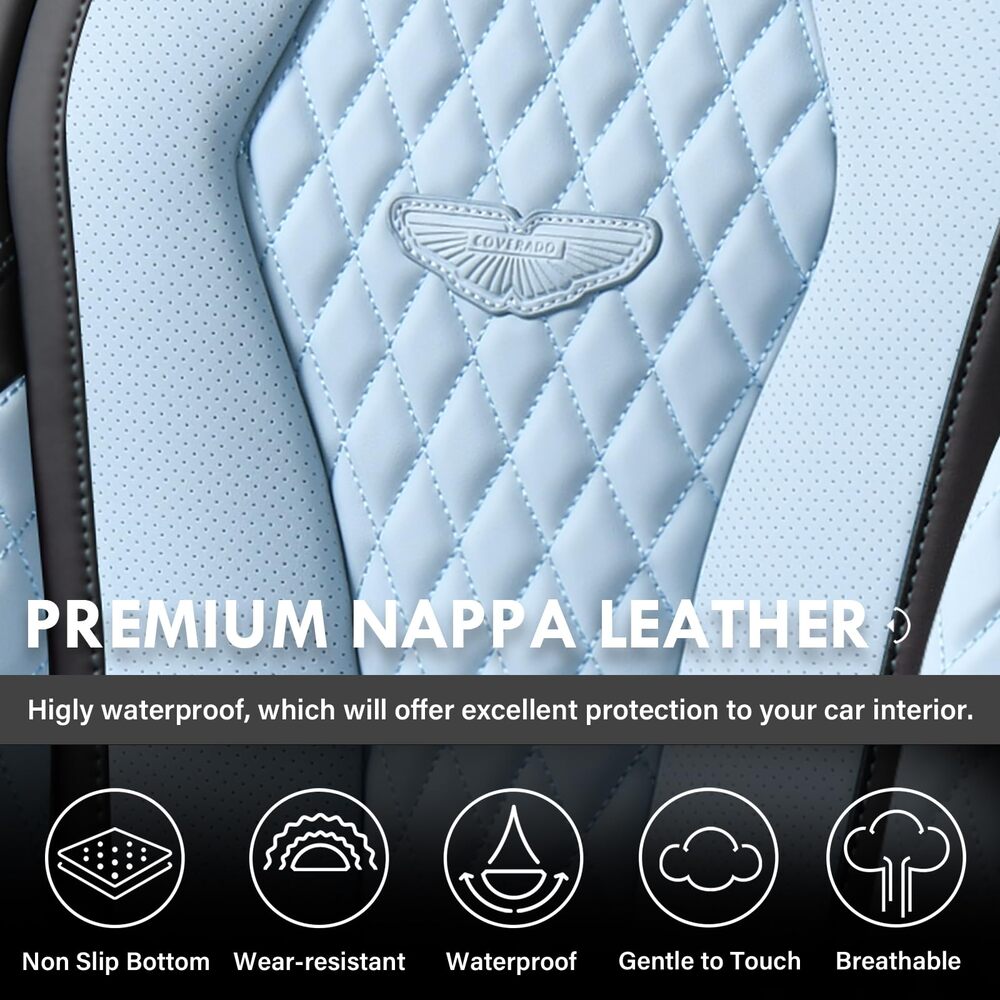 Coverado Front and Back Seat Covers for Cars Premium Leatherette Auto Seat Protectors Water Resistant Universal Fit
