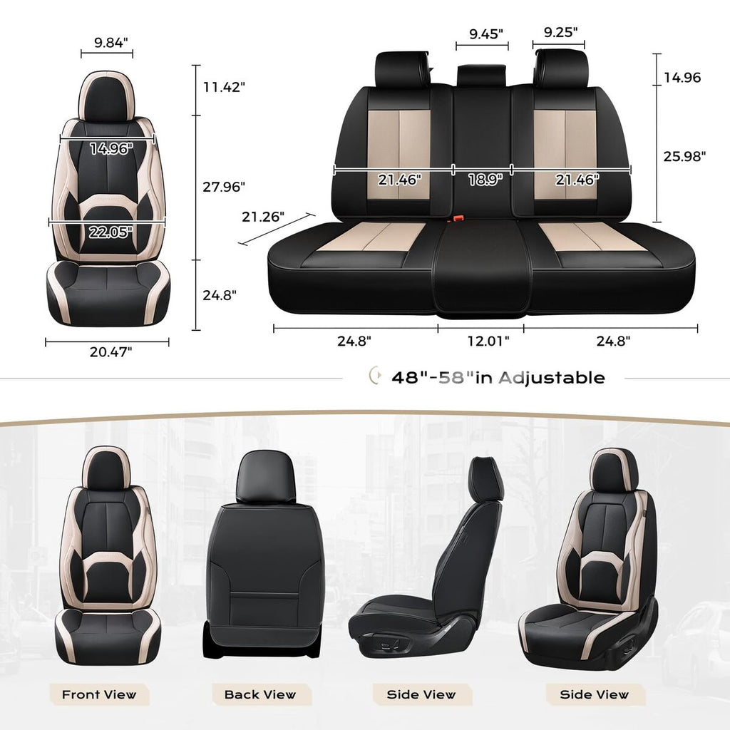 Coverado Auto Seat Covers with Lumbar Support Premium Leather Seat Covers Protector for Cars Universal Fit