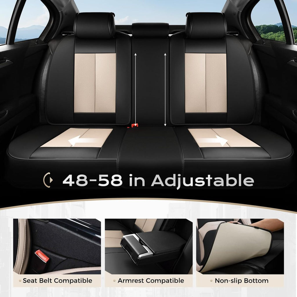 Coverado Auto Seat Covers with Lumbar Support Premium Leather Seat Covers Protector for Cars Universal Fit