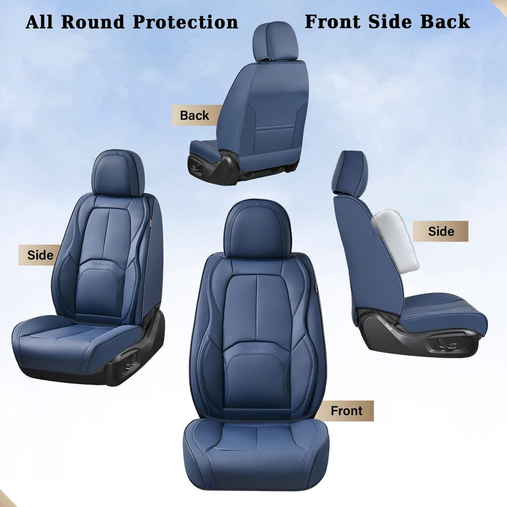 Coverado 2-Seat Front Driver Passenger Auto Seat Covers with Lumbar Support Premium Leather Seat Covers Protector for Cars Universal Fit