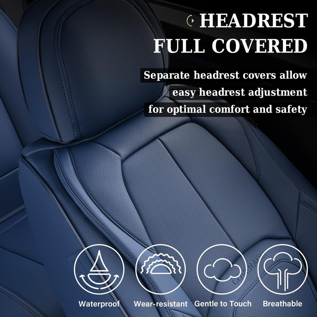 Coverado 2-Seat Front Driver Passenger Auto Seat Covers with Lumbar Support Premium Leather Seat Covers Protector for Cars Universal Fit