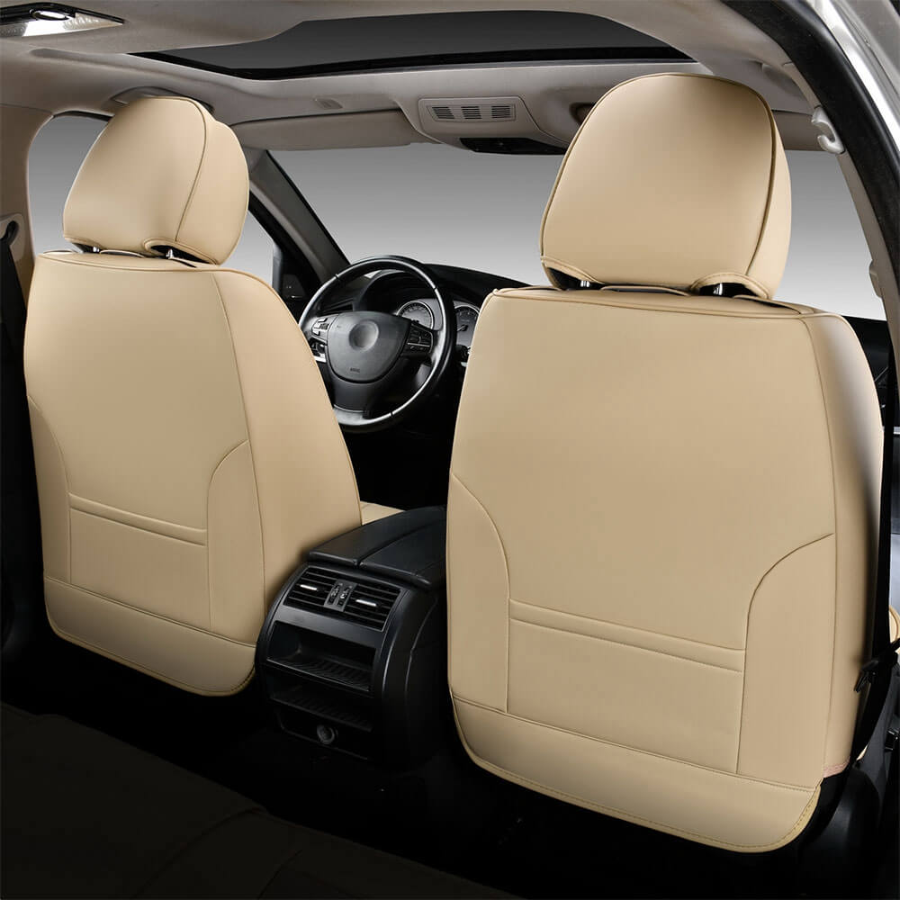 Coverado All Beige Seat Covers Tan Color Driver and Passenger Car Seat Protectors Auto Universal Fit