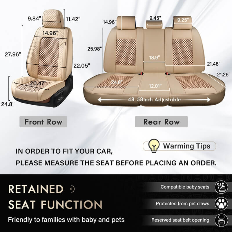 Coverado All Beige Seat Covers Tan Color Driver and Passenger Car Seat Protectors Auto Universal Fit