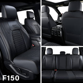 Ford 2015-2026 F150, 2017-2026 F250 F350 F450 Crew Cab Coverado Custom Seat Covers Front and Back Waterproof Faux Leather Full Coverage Seat Protectors