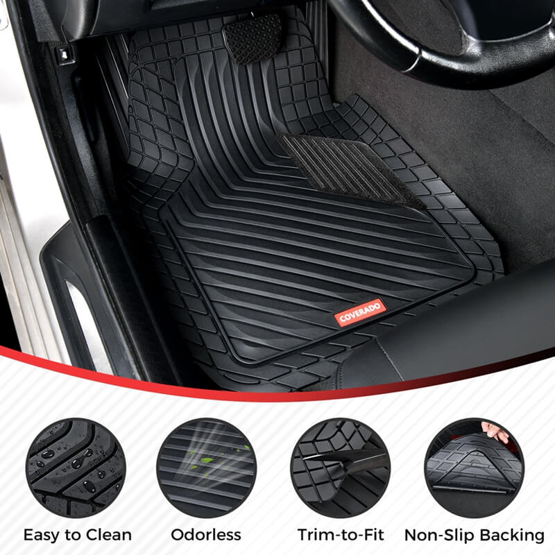 Coverado Universal Floor Mats for Cars Easy-Clean Waterproof PVC