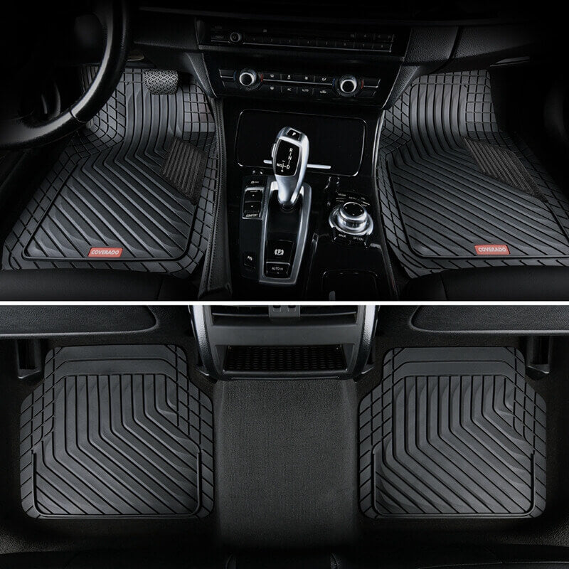 Coverado Universal Floor Mats for Cars Easy-Clean Waterproof PVC