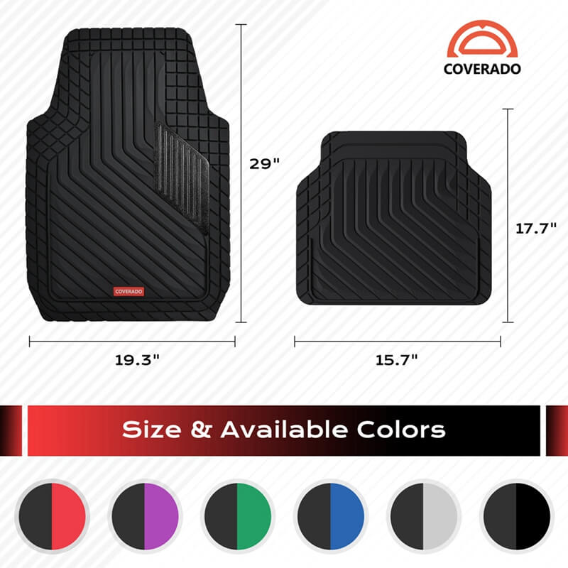 Coverado Universal Floor Mats for Cars Easy-Clean Waterproof PVC