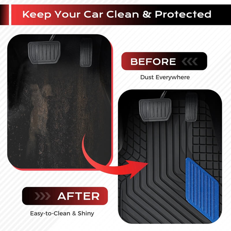 Coverado Universal Floor Mats for Cars Easy-Clean Waterproof PVC