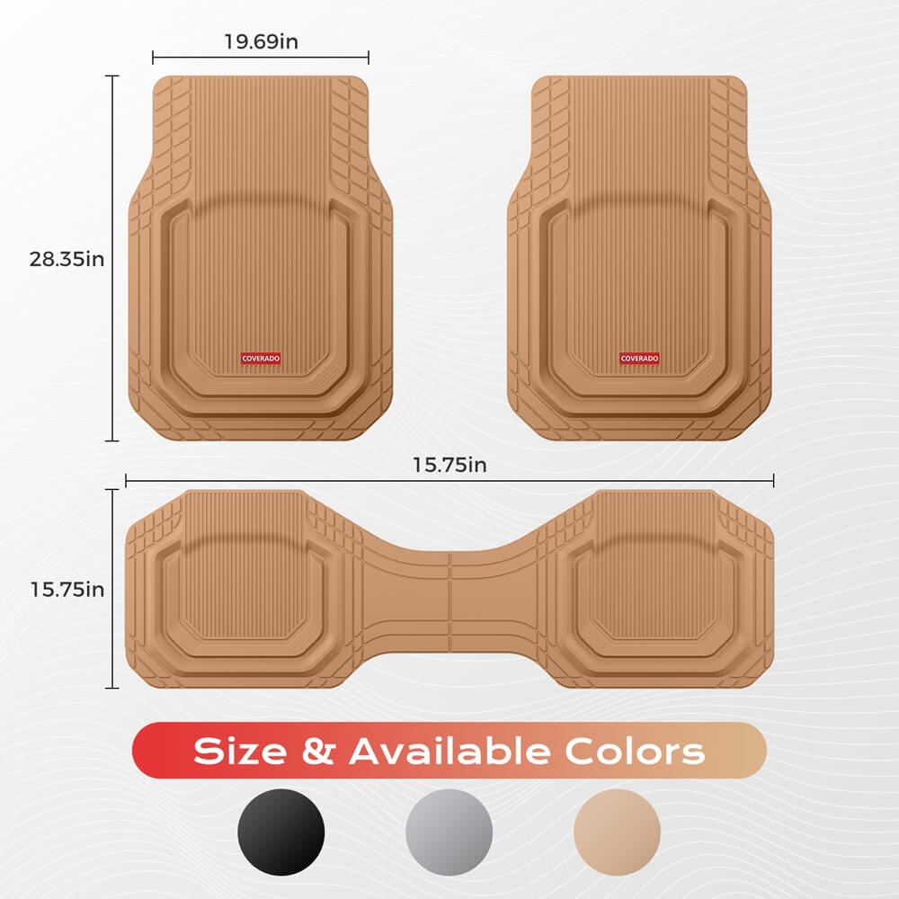 Coverado Car Floor Mats Universal Fit Waterproof All Weather Protection