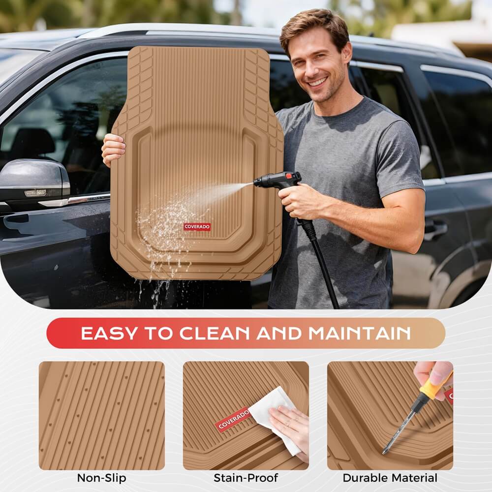 Coverado Car Floor Mats Universal Fit Waterproof All Weather Protection