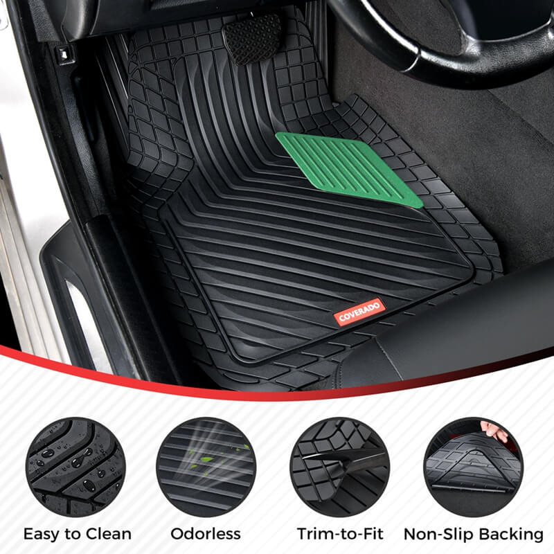 Coverado Universal Floor Mats for Cars Easy-Clean Waterproof PVC