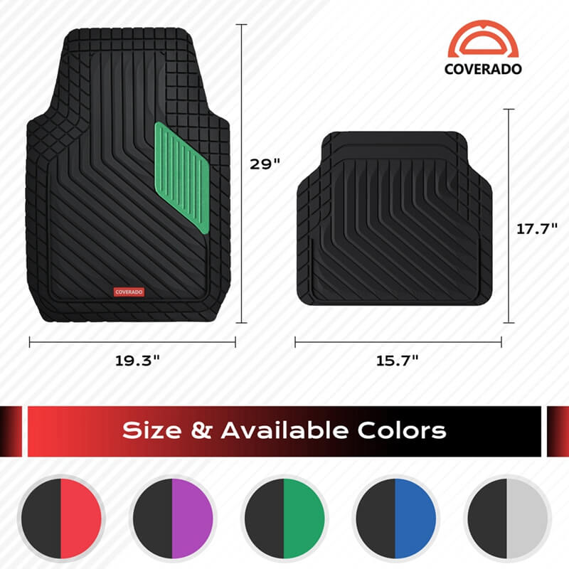Coverado Universal Floor Mats for Cars Easy-Clean Waterproof PVC