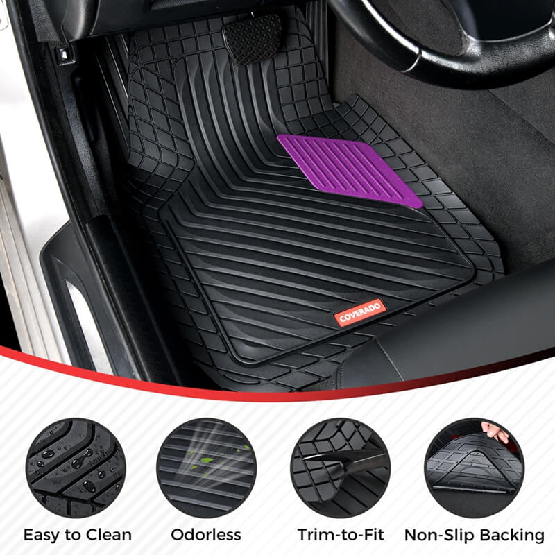 Coverado Universal Floor Mats for Cars Easy-Clean Waterproof PVC