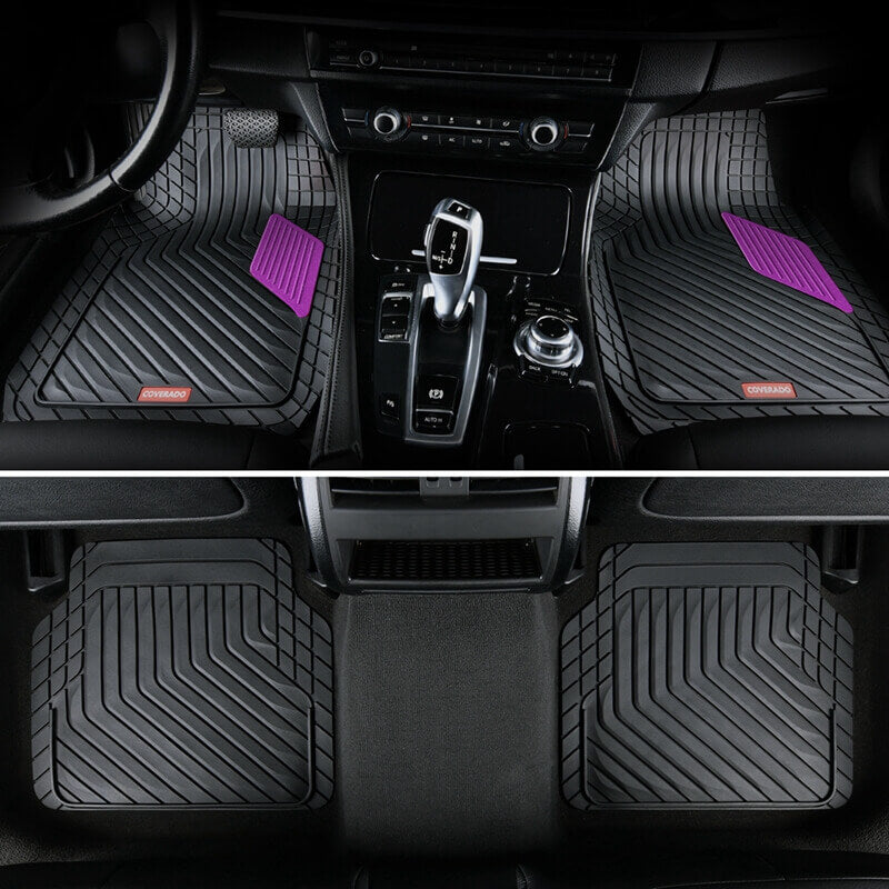 Coverado Universal Floor Mats for Cars Easy-Clean Waterproof PVC