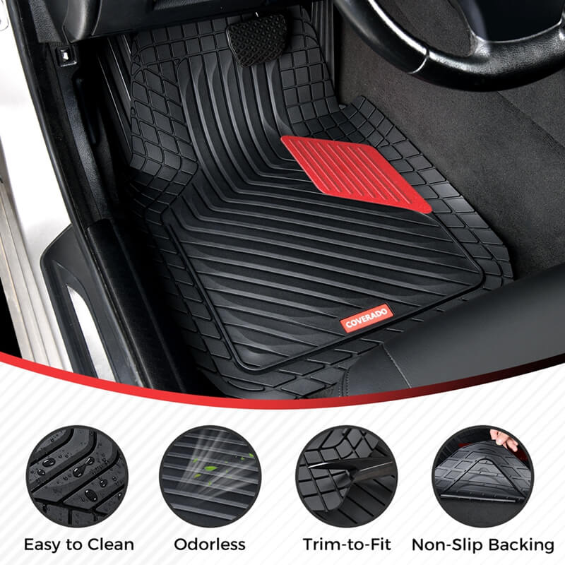 Coverado Universal Floor Mats for Cars Easy-Clean Waterproof PVC