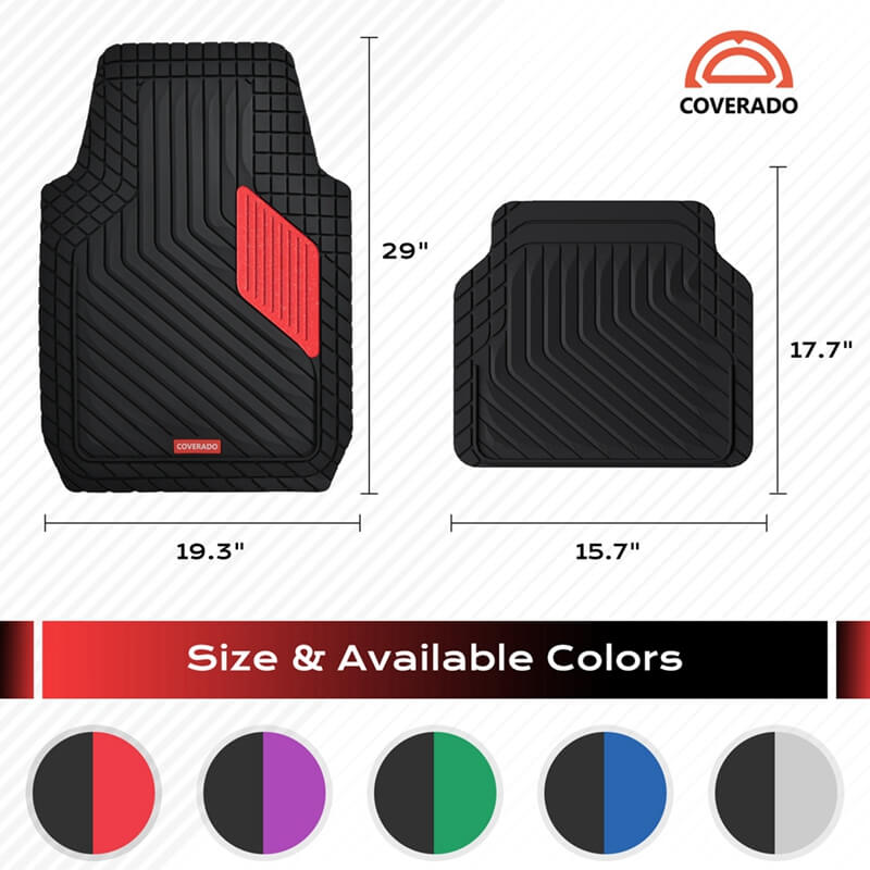 Coverado Universal Floor Mats for Cars Easy-Clean Waterproof PVC