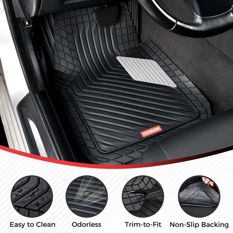 Coverado Universal Floor Mats for Cars Easy-Clean Waterproof PVC