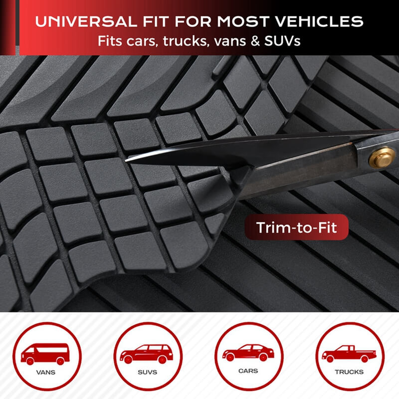Coverado Universal Floor Mats for Cars Easy-Clean Waterproof PVC