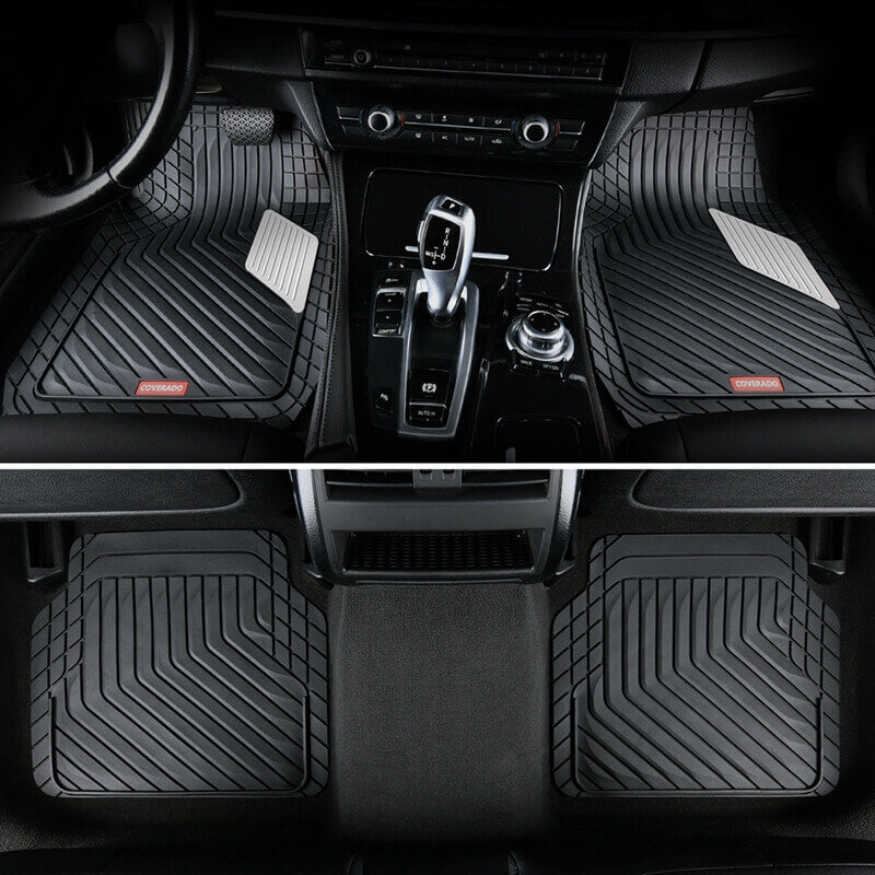 Coverado Universal Floor Mats for Cars Easy-Clean Waterproof PVC