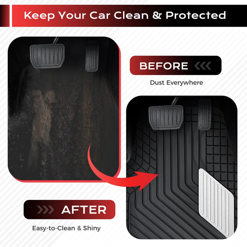 Coverado Universal Floor Mats for Cars Easy-Clean Waterproof PVC