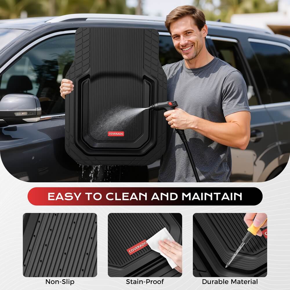 Coverado Car Floor Mats Universal Fit Waterproof All Weather Protection