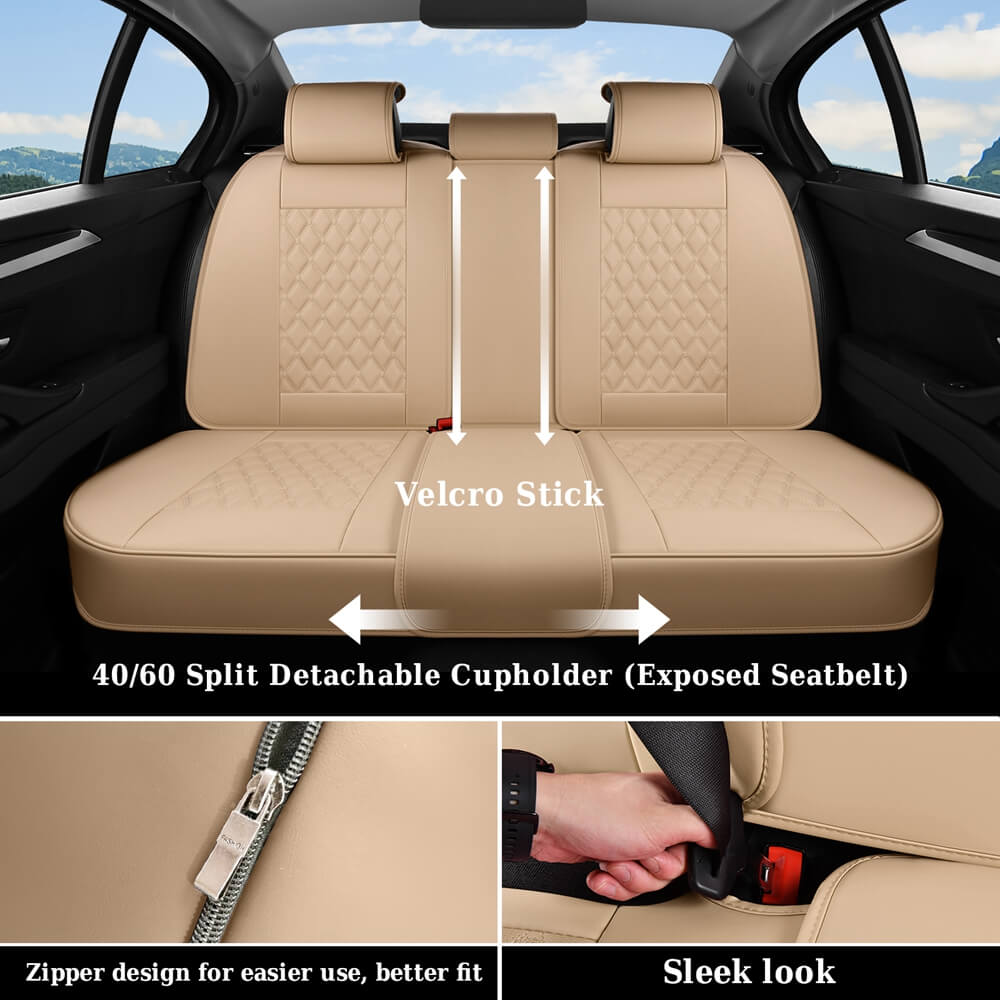 Coverado Seat Covers Premium Faux Leather Front and Back Seats Universal Fit Seat Protectors