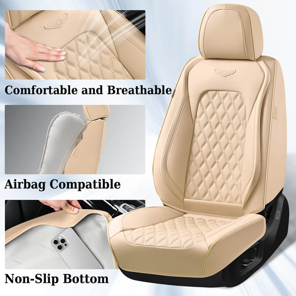 Coverado Seat Covers Premium Faux Leather Front and Back Seats Universal Fit Seat Protectors