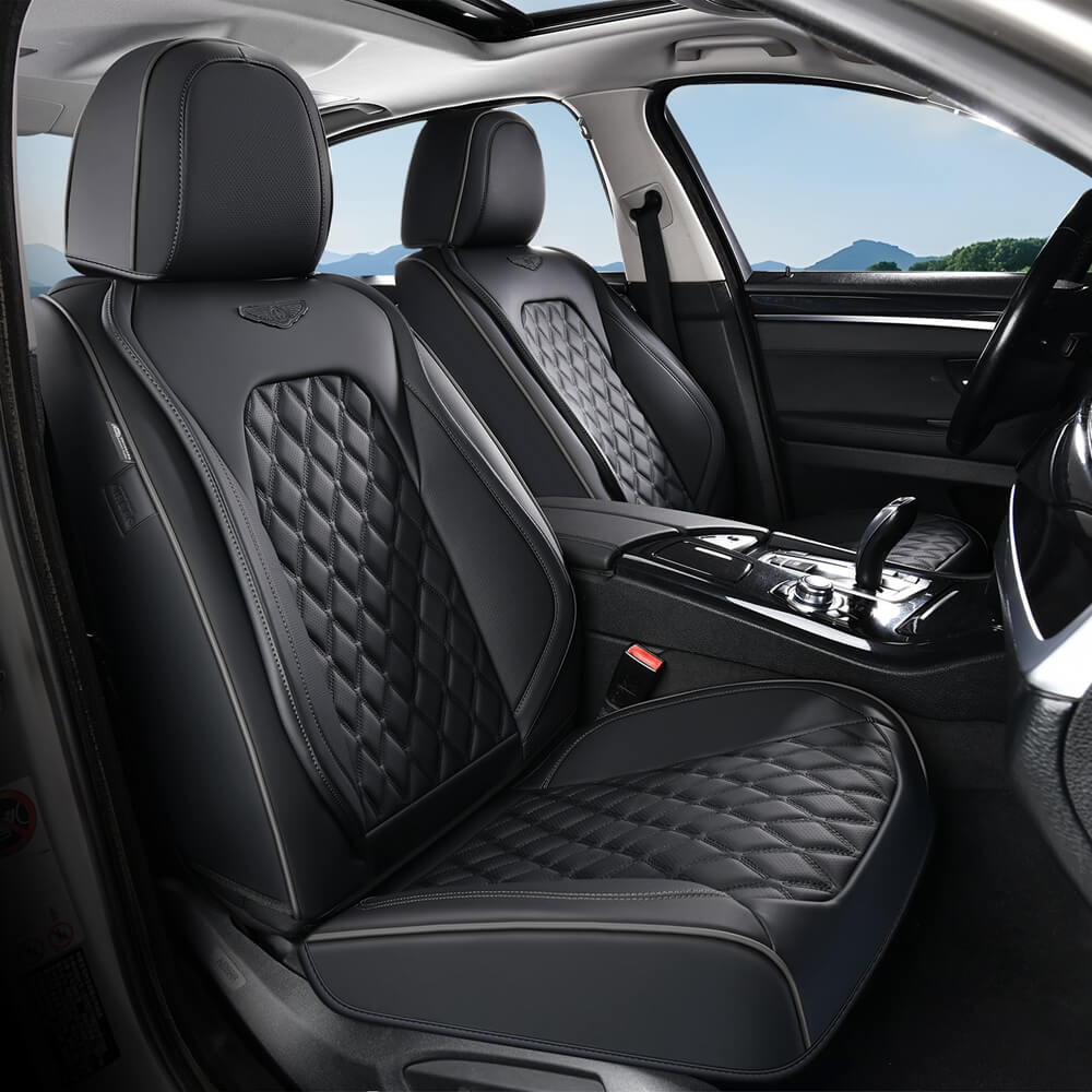 Coverado Seat Covers Premium Faux Leather Front and Back Seats Universal Fit Seat Protectors
