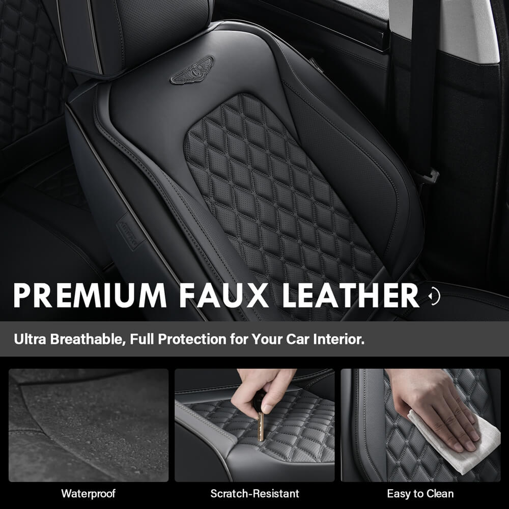 Coverado Seat Covers Premium Faux Leather Front and Back Seats Universal Fit Seat Protectors