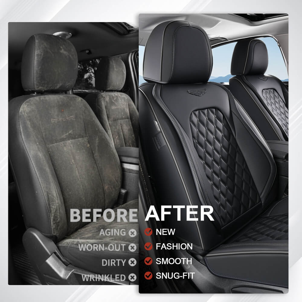 Coverado Seat Covers Premium Faux Leather Front and Back Seats Universal Fit Seat Protectors