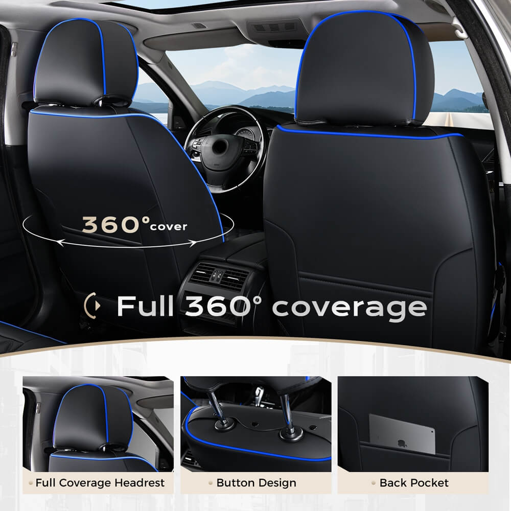 Coverado Seat Covers Premium Faux Leather Front and Back Seats Universal Fit Seat Protectors