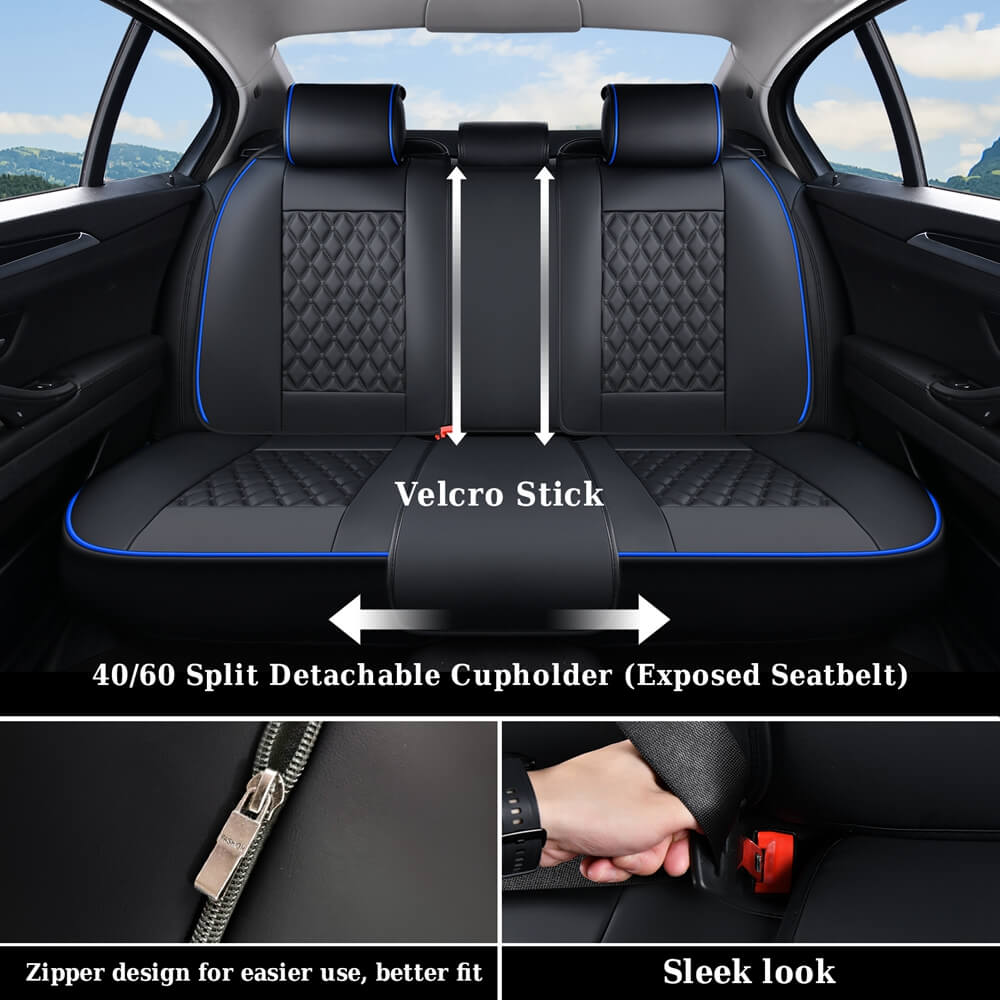 Coverado Seat Covers Premium Faux Leather Front and Back Seats Universal Fit Seat Protectors