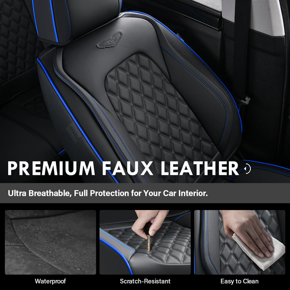 Coverado Seat Covers Premium Faux Leather Front and Back Seats Universal Fit Seat Protectors