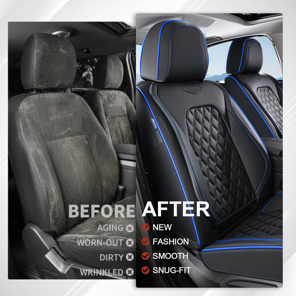 Coverado Seat Covers Premium Faux Leather Front and Back Seats Universal Fit Seat Protectors