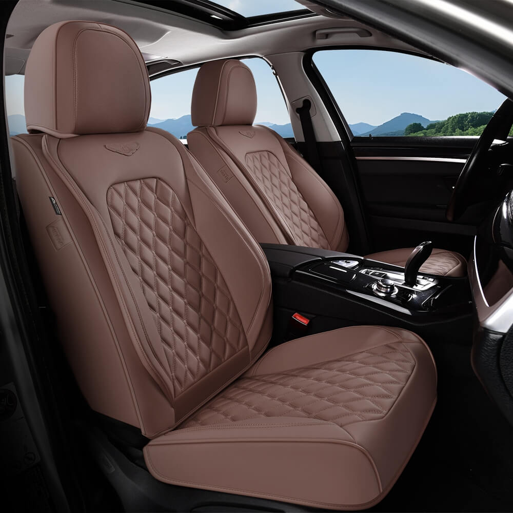 Coverado Seat Covers Premium Faux Leather Front and Back Seats Universal Fit Seat Protectors