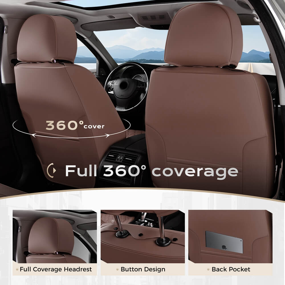 Coverado Seat Covers Premium Faux Leather Front and Back Seats Universal Fit Seat Protectors