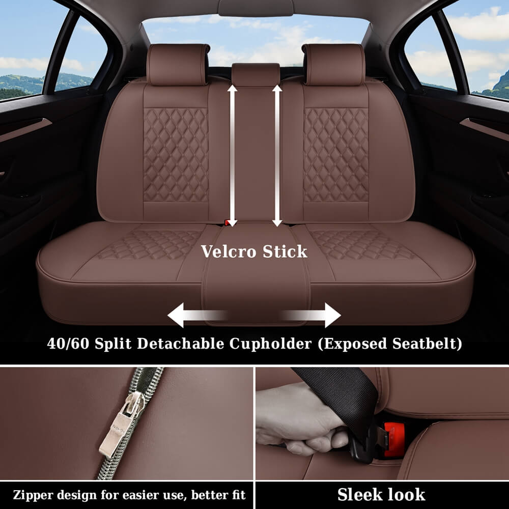 Coverado Seat Covers Premium Faux Leather Front and Back Seats Universal Fit Seat Protectors
