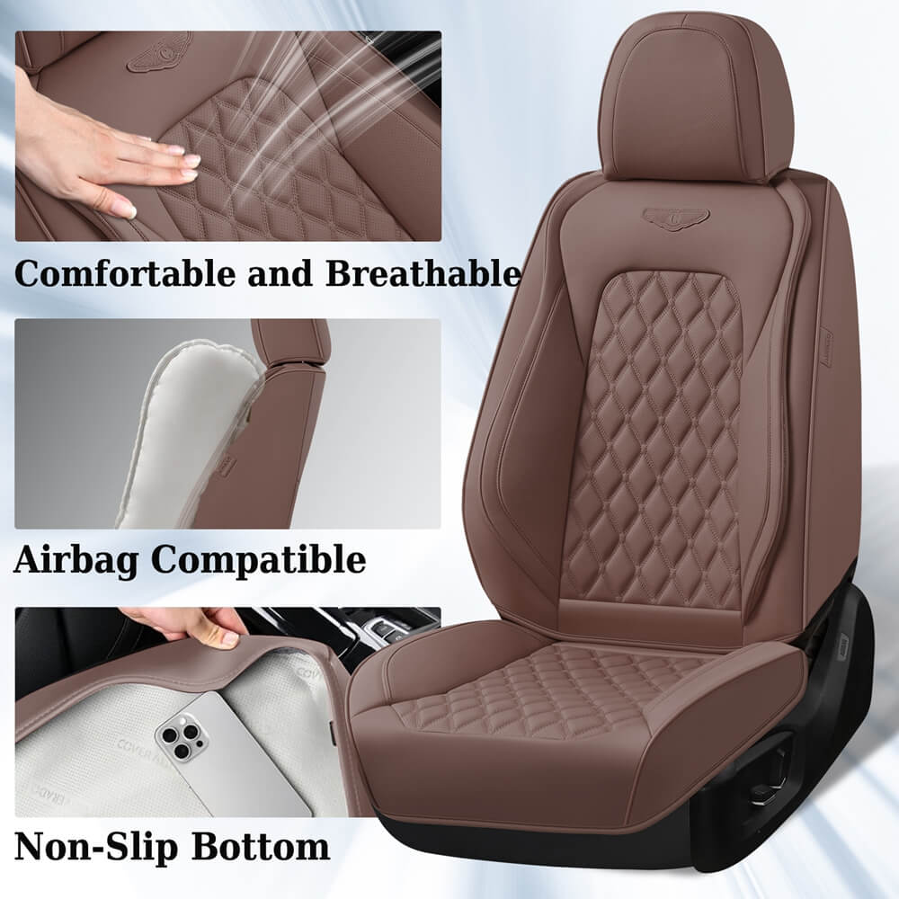 Coverado Seat Covers Premium Faux Leather Front and Back Seats Universal Fit Seat Protectors