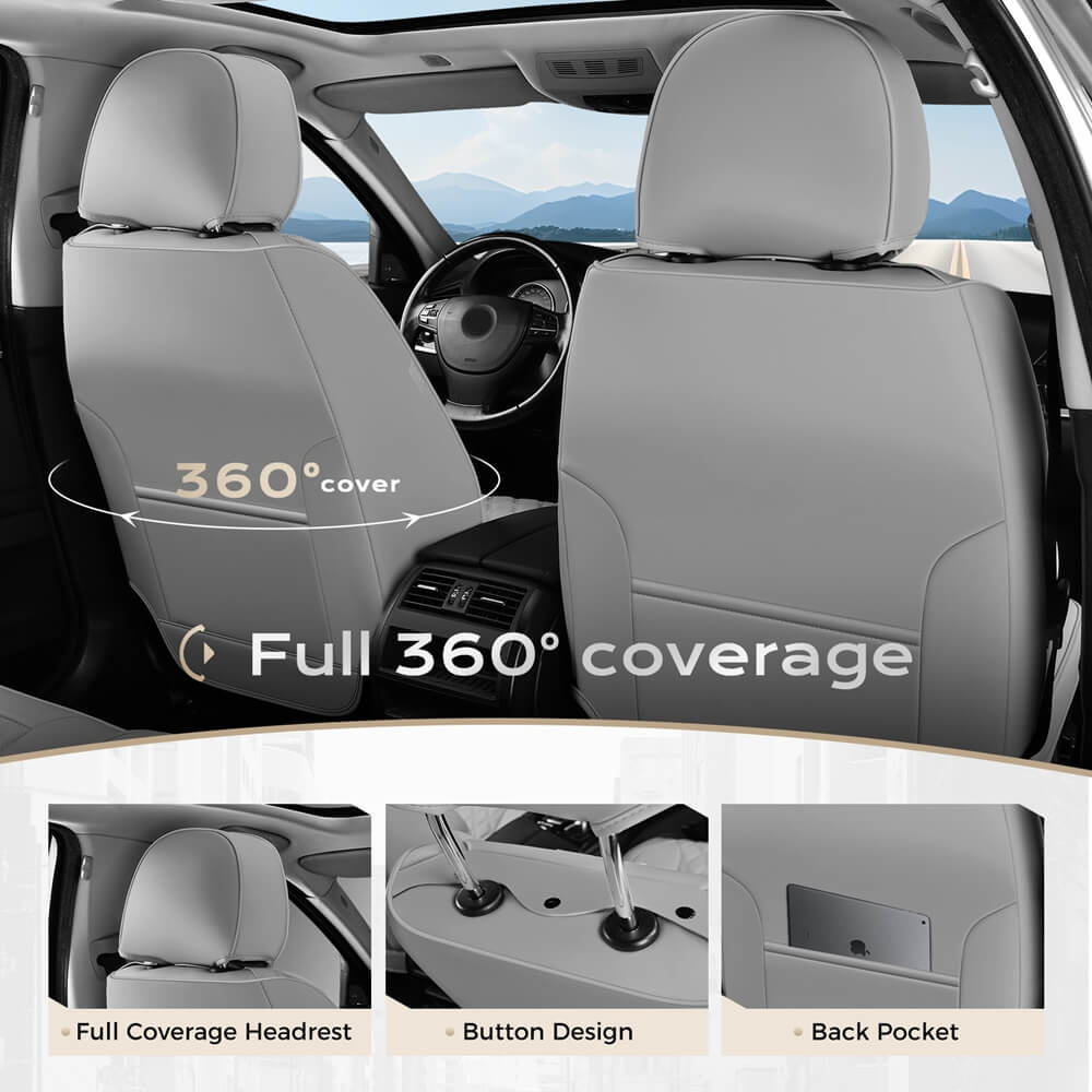 Coverado Seat Covers Premium Faux Leather Front and Back Seats Universal Fit Seat Protectors