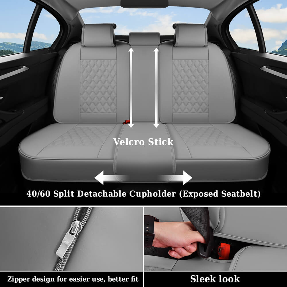 Coverado Seat Covers Premium Faux Leather Front and Back Seats Universal Fit Seat Protectors